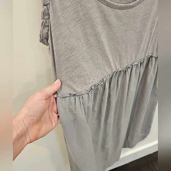 J. Crew Gray Sleeveless Raw Ruffle Trim Lightweight Cotton Summer Dress Sz Small - Picture 8 of 10